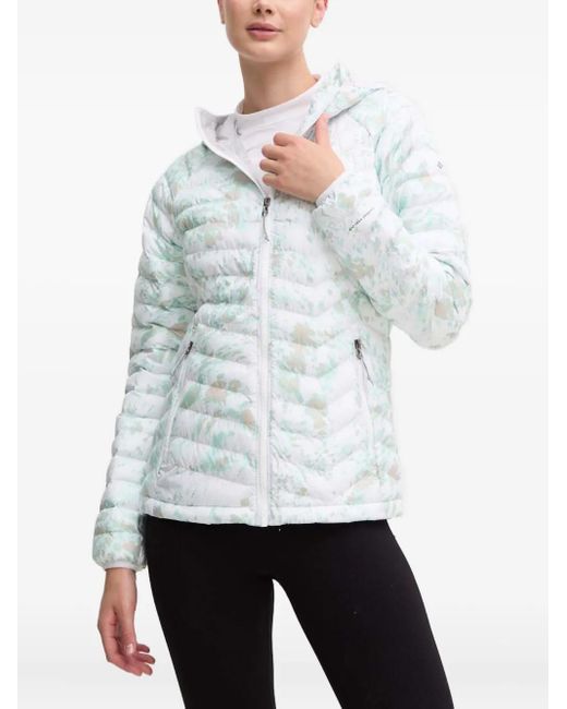 Columbia White Powder Lite Hooded Puffer Jacket