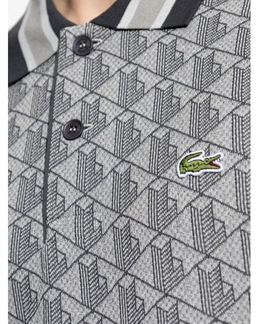 Lacoste Gray Monogram-Pattern Polo Shirt for men