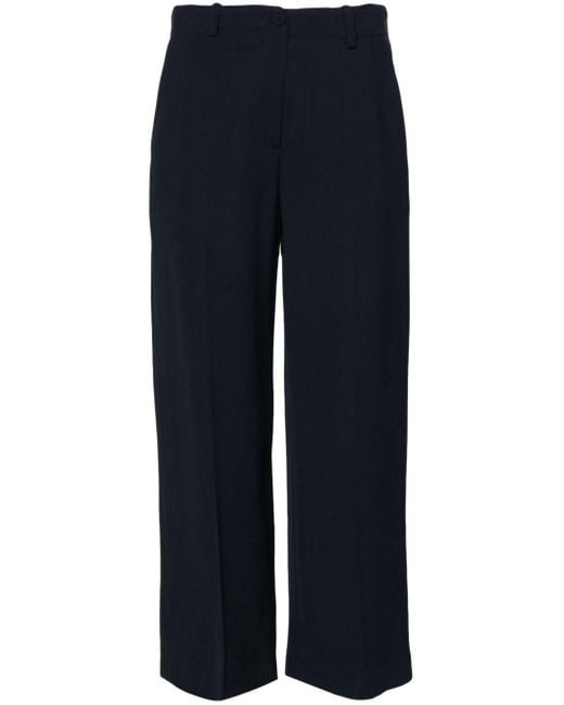 Erika Cavallini Semi Couture Blue Straight-leg Cropped Trousers