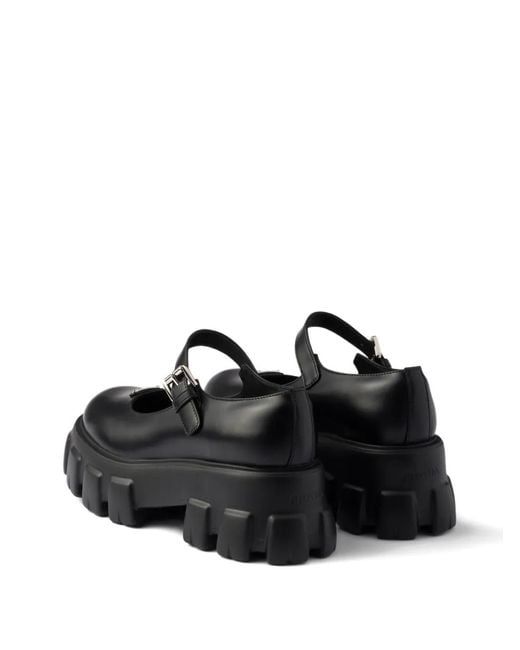 Prada Black Logo-Detail Leather Pumps
