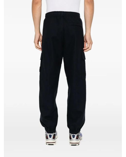 Stone Island Blue Pantalon Cargo À Patch Logo for men