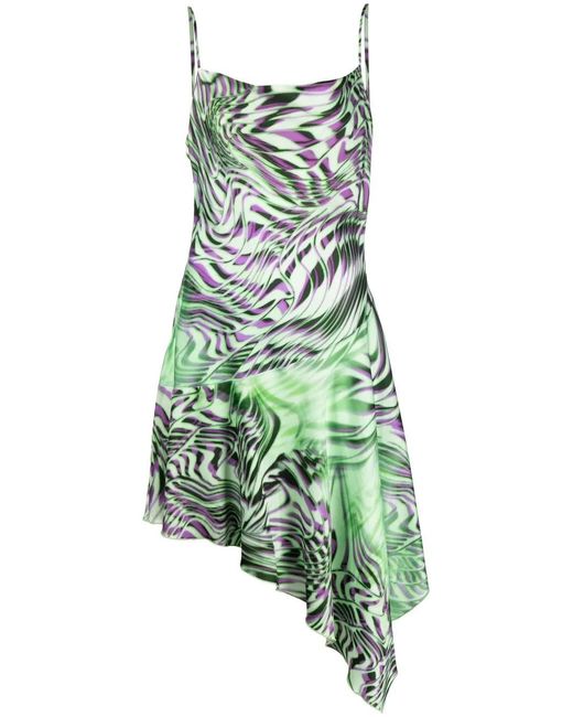 DIESEL Green All-Over Graphic-Print Cami Dress