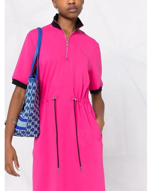 Karl Lagerfeld Pink Toggle-Fastening Short-Sleeve Dress