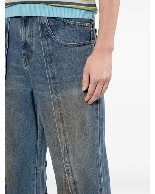 ANDERSSON BELL Blue Layered Wide-Leg Jeans for men