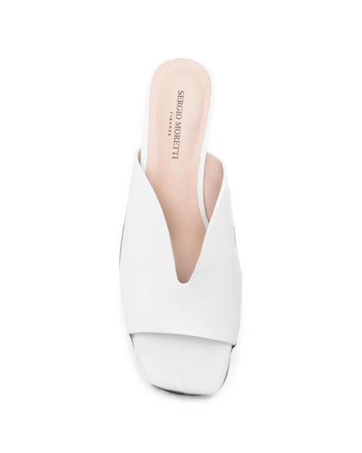 SERGIO MORETTI FIRENZE White V-Cut Open-Toe Sandals