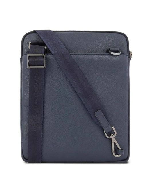 Piquadro Blue Leather Laptop Bag for men