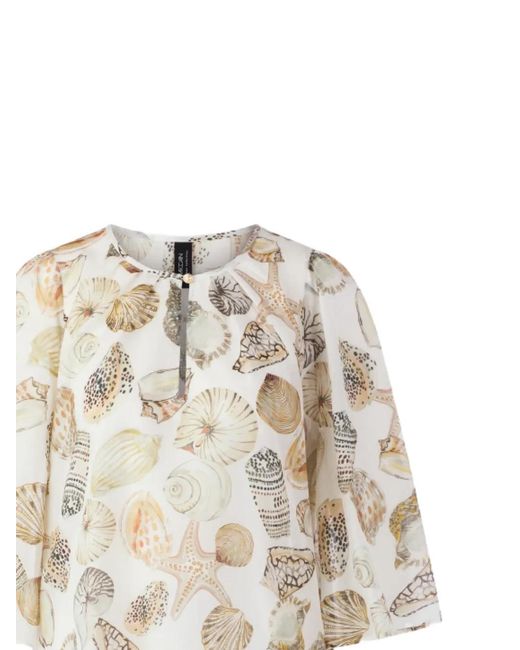 Marc Cain White Seashell-Print Blouse