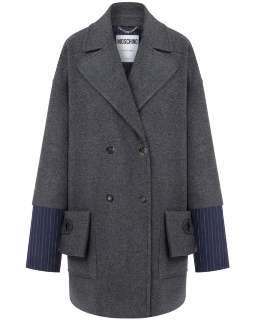 Abrigo con doble botonadura Moschino de color Blue