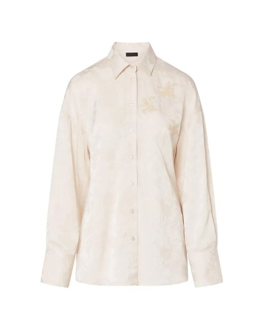 Liu Jo White Chemise En Jacquard À Ornements