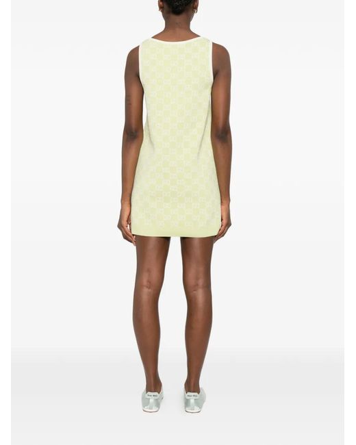Gucci Yellow Gg-Motif Mini Dress