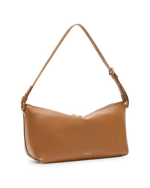 Furla Brown Debby Leather Shoulder Bag