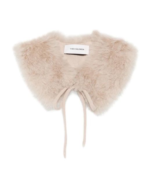 Yves Salomon White V-Neck Scarf