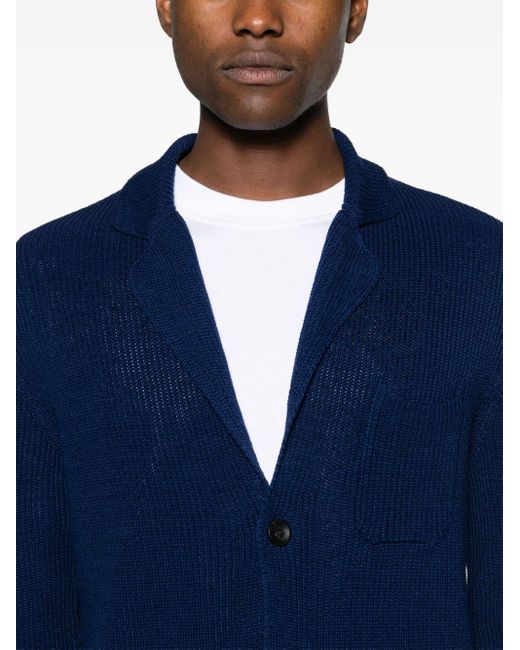 Zanone Blue Knitted Cotton Blazer for men