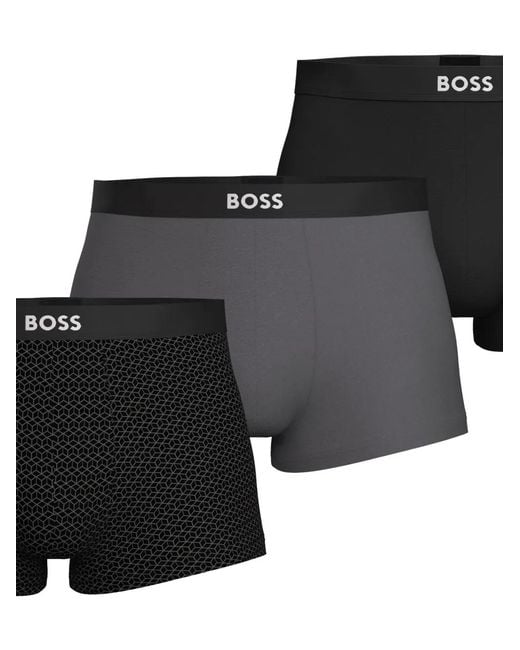 Boss Black Three-Pack Of Stretch-Cotton Trunks With Logos for men