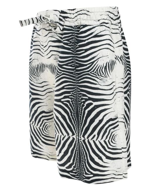 Roberto Cavalli White Zebra-Print Shorts for men
