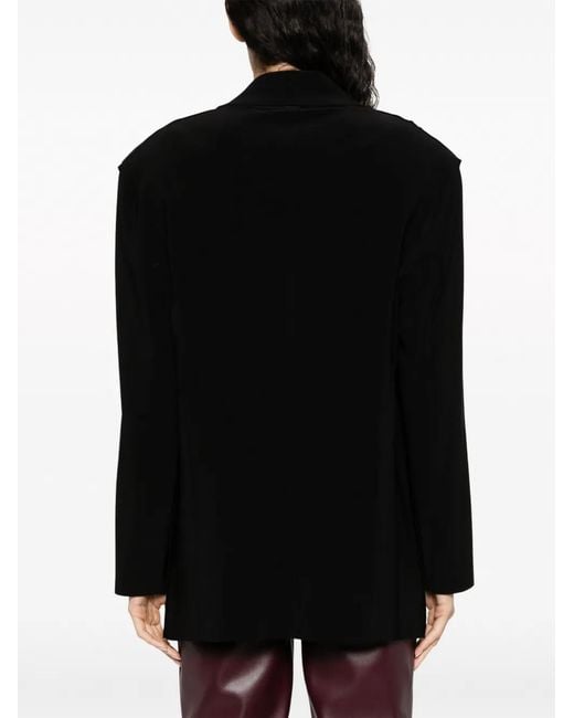Norma Kamali Black Notched-Lapel Belted Blazer