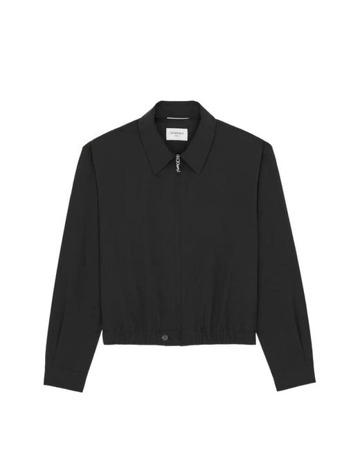 Saint Laurent Black Cotton Zip-Up Jacket for men