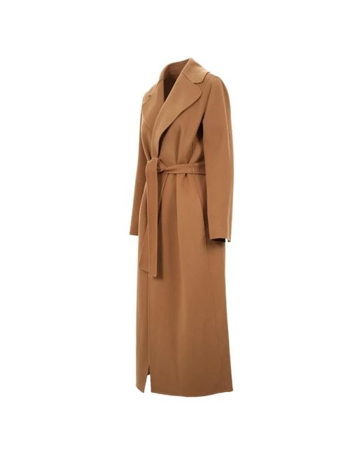 Max Mara Brown Belted Notch-Lapel Coat