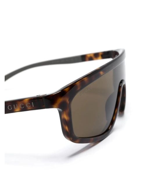 Gucci Brown Shield-Frame Sunglasses