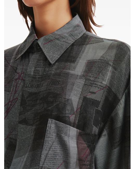 Y's Yohji Yamamoto Black Newspaper-Print Jumpsuit