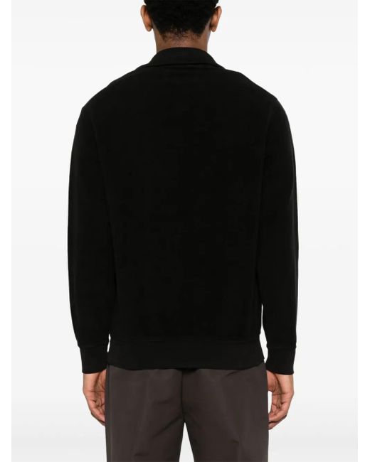 C P Company Black Fleeced Half-Zipped Sweatshirt for men