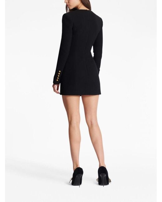 Balmain Crepe Mini -jurk Met Juweelknoppen in het Black
