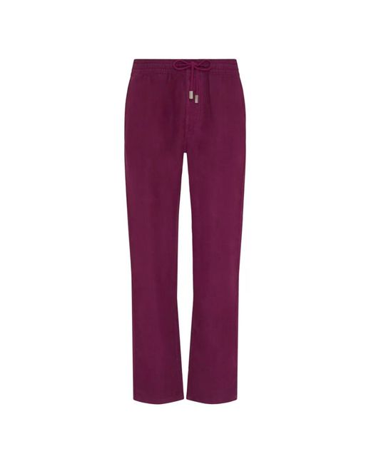 Vilebrequin Purple Drawstring Comfort Linen Trousers for men