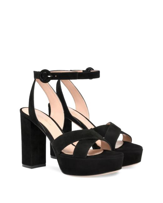 Gianvito Rossi Black Crossover Platform Sandals