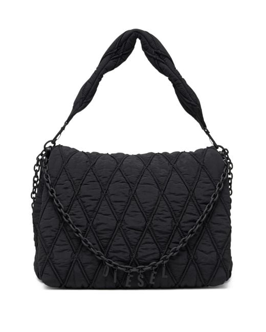 DIESEL Black Large Charm-D Shoulder Bag