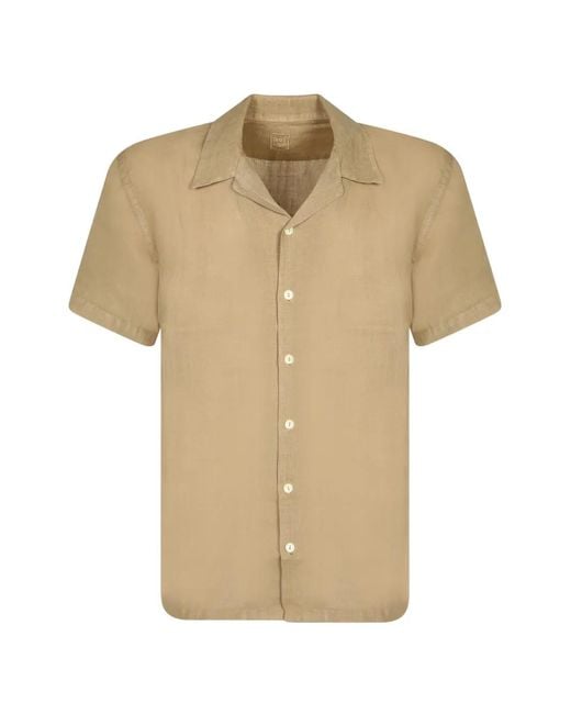 120% Lino Natural Short-Sleeve Camp-Collar Shirt for men