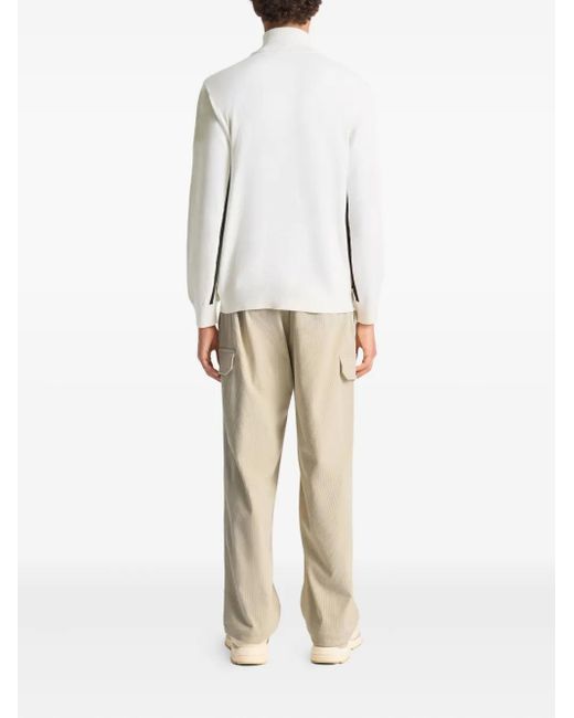 Fusalp White Intarsia-Striped Half-Zip Sweater for men