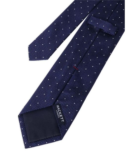 Hackett Blue Polka-Dot Textured-Weave Tie for men