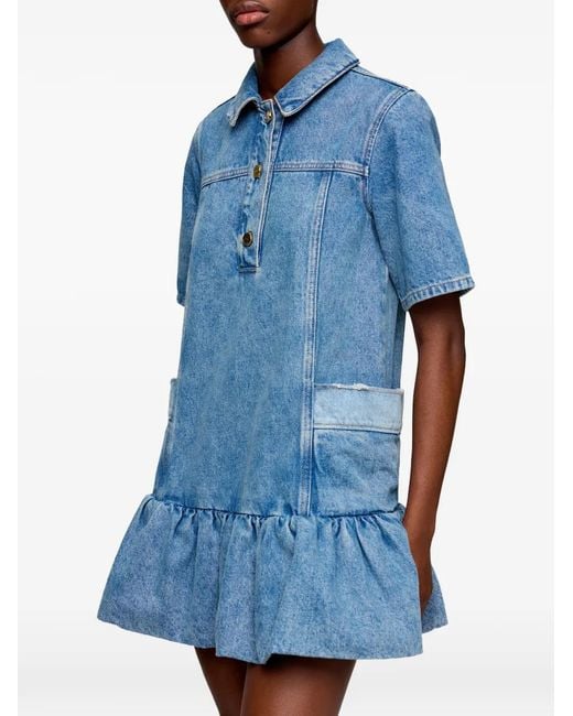 Ganni Blue Dresses Recycled Cotton