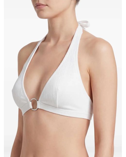MICHAEL Michael Kors White Ring-Detailing Bikini Top