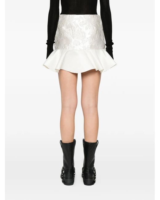 Ganni White Satin Cloque Mini Skirt