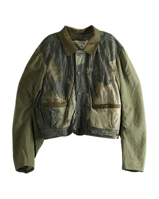 Ziggy Chen Green Buttoned Patch-Pocket Jacket for men