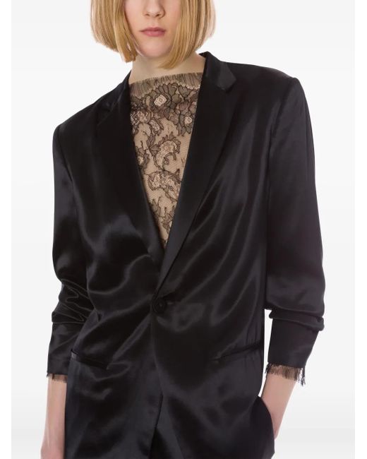 Alberta Ferretti Black Satin Blazer