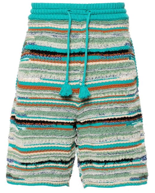 Alanui Green Madura I Chunky-knit Shorts for men
