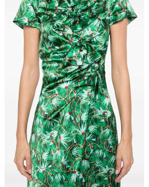 Saloni Maxi-jurk Met Bloemenprint in het Green