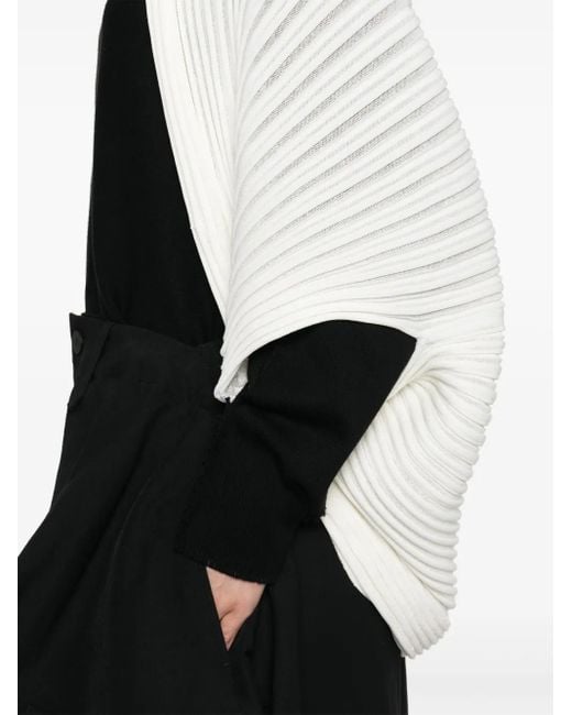 Issey Miyake White Ribbed-Knit Cardigan