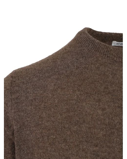Al Duca D'aosta Brown Ribbed-Trim Cashmere Sweater for men