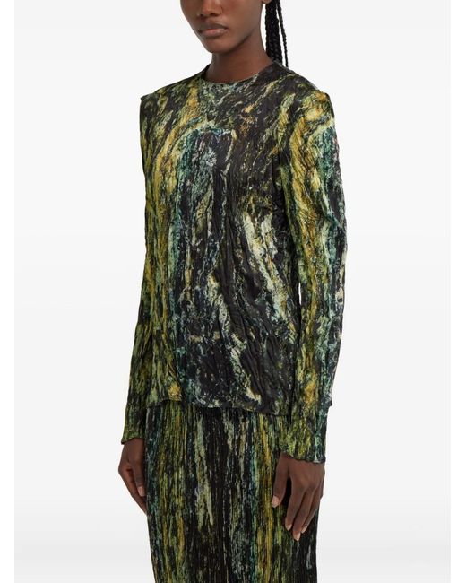 Roberto Cavalli Green Print Long-Sleeve Top
