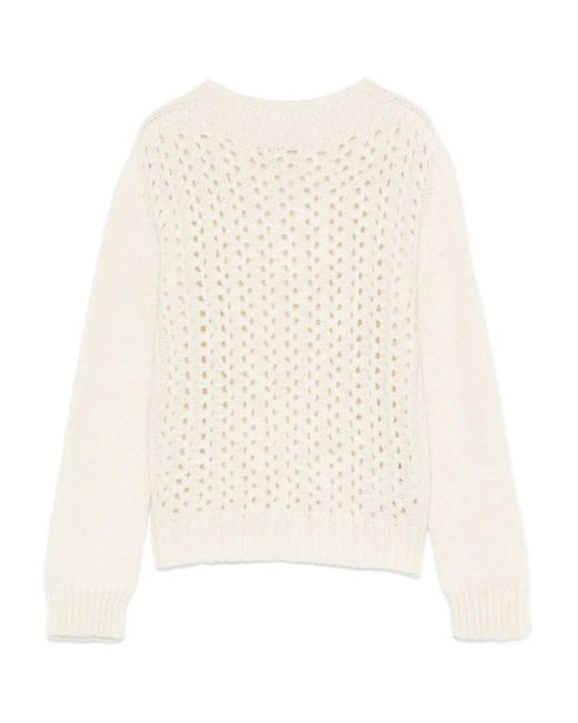 Dondup White Pullover mit Lochstrickmuster