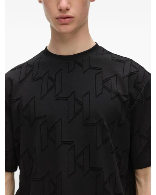 Karl Lagerfeld Black All-Over Monogram T-Shirt for men