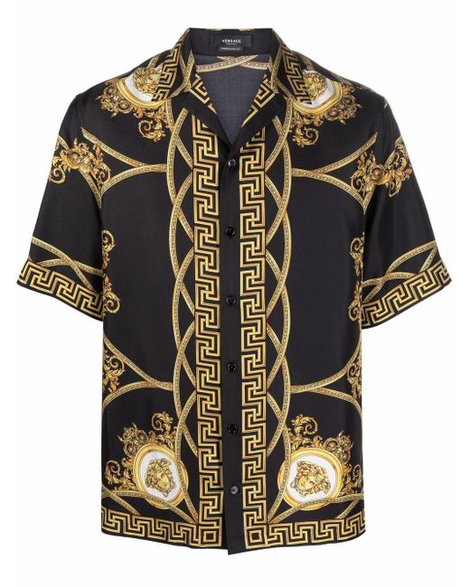 Camisa de seda La Coupe des Dieux Versace de hombre de color Black
