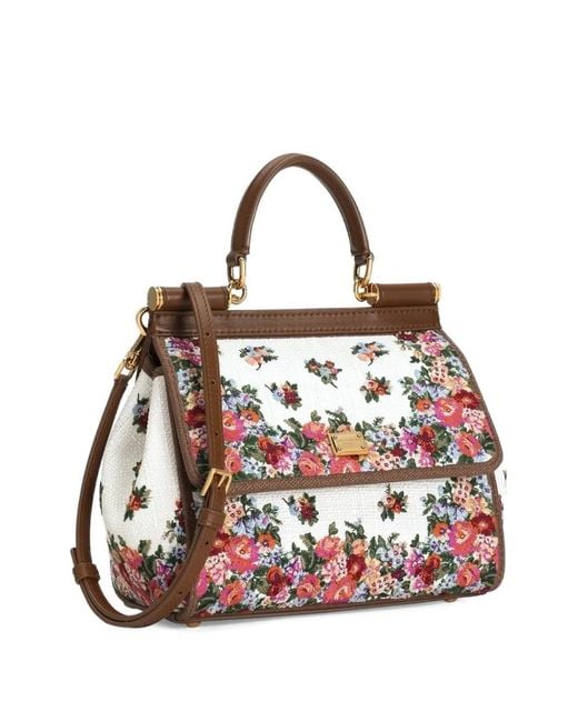 Dolce & Gabbana White Floral Tote Bag