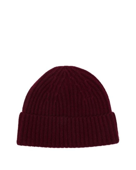 Lisa Yang Red Martigny Ribbed-Knit Beanie Hat