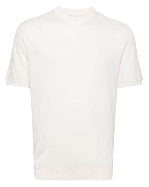 Eleventy White Crew-neck Fine-knit T-shirt for men