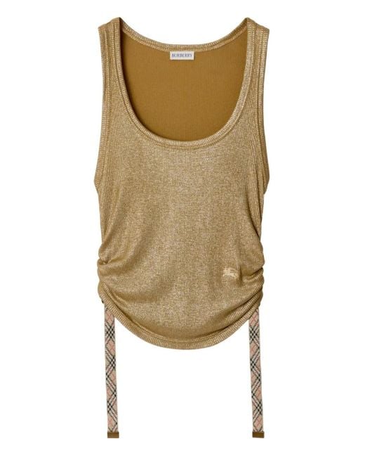 Top con logo bordado Burberry de color Green