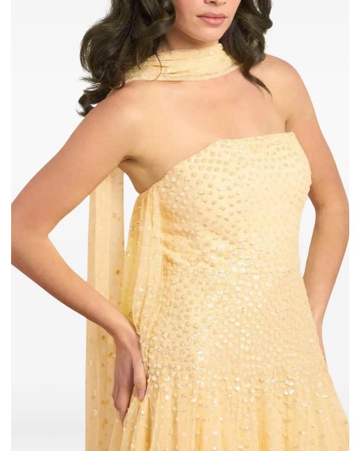 Needle & Thread White Sunrise Sequined Strapless Midi Dress